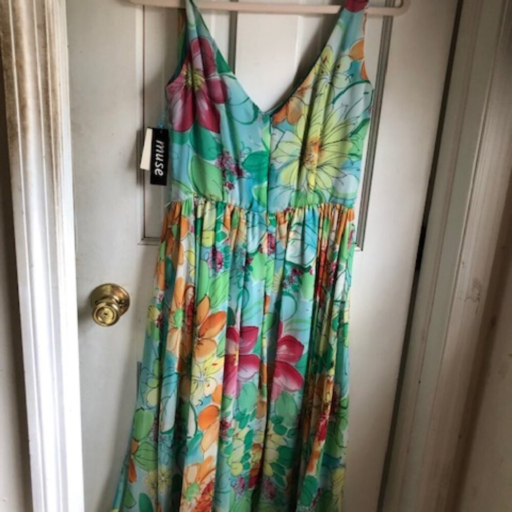 Muse 100% silk floral print sundress—a vision of femininity and grace.